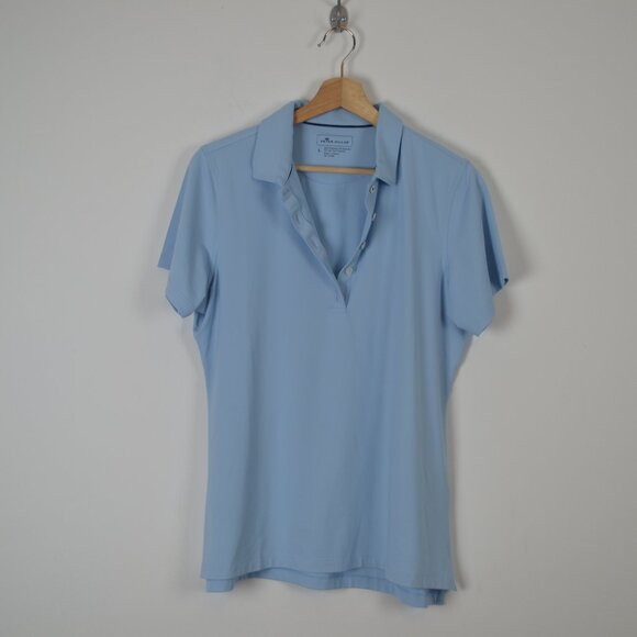 Peter Millar Tops - Peter Millar Womens L Short Sleeve 1/4 Button Polo Golf Pullover Stretch Top